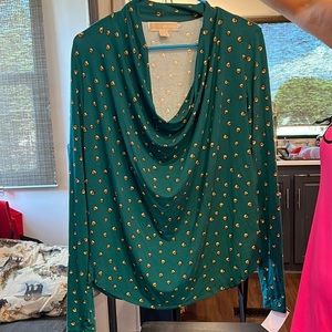 long sleeve green diamond print medium michle kors